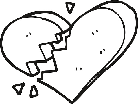 Drawing Of The Black And White Broken Heart Clip Art, Vector ...