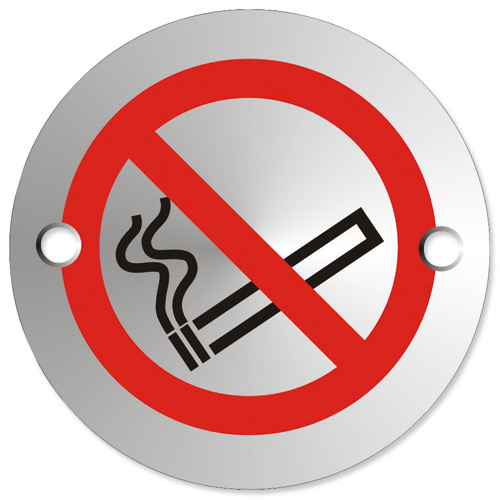Stewart Superior Circular Convex No Smoking Logo Sign Satin ...
