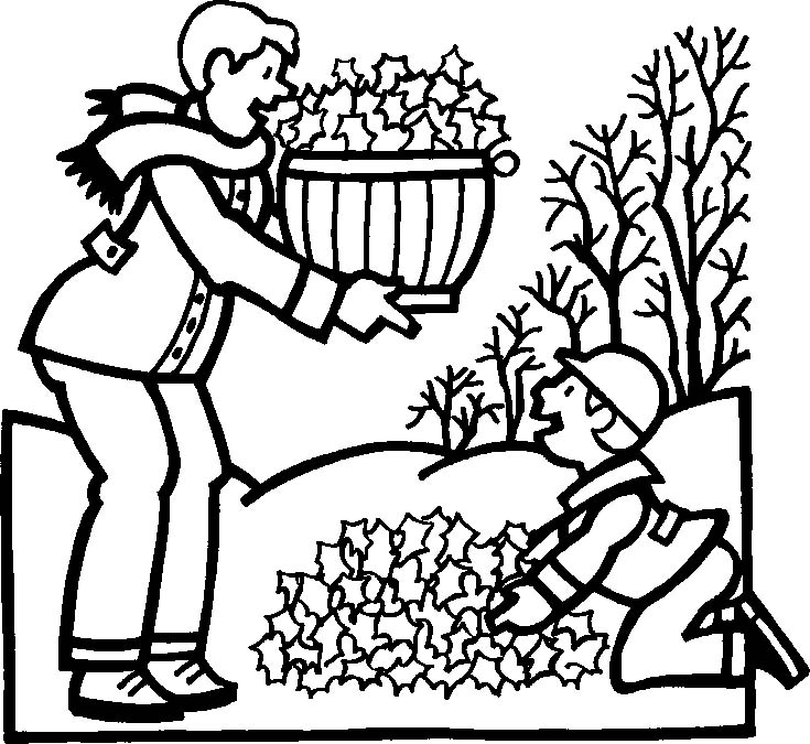 Mother and Son Leaves Fall Coloring Page - Fall Coloring Pages ...
