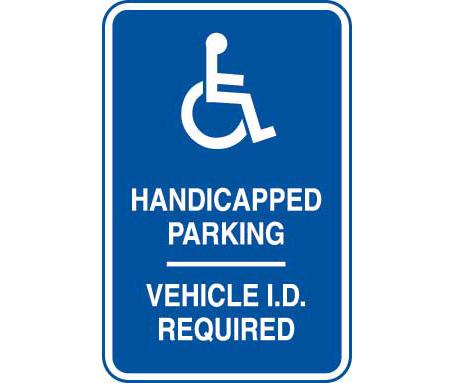 Ada Parking Sign - Handicapped Parking Vehicle I.D. Required ...