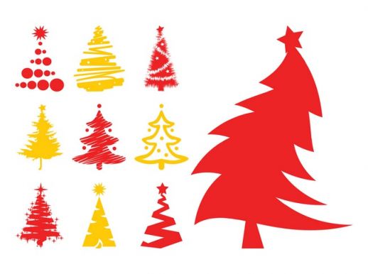 Christmas Trees Silhouettes Vector - AI PDF - Free Graphics download