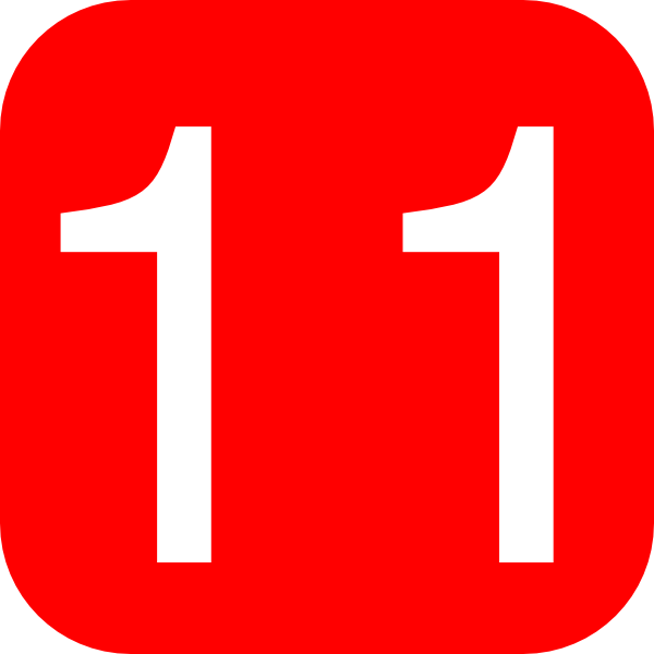 Red, Rounded, Square With Number 11 Clip Art - vector ...