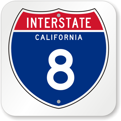 California Interstate 8 Sign - Interstate Road Signs, SKU: K-