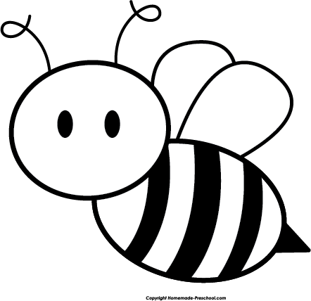Cute Bee Black And White Clipart