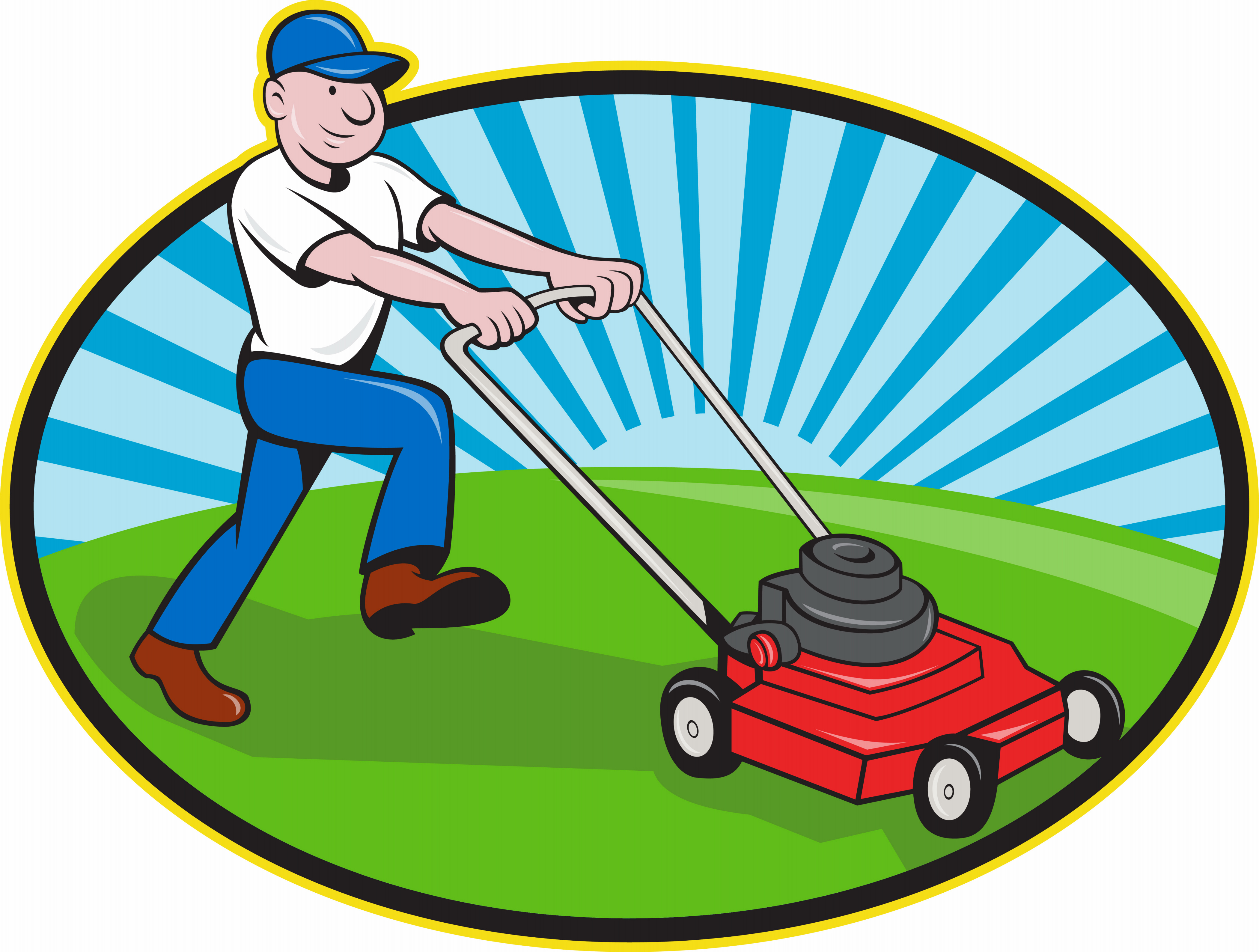 Images Of Cartoon Mowing The Grass ClipArt Best