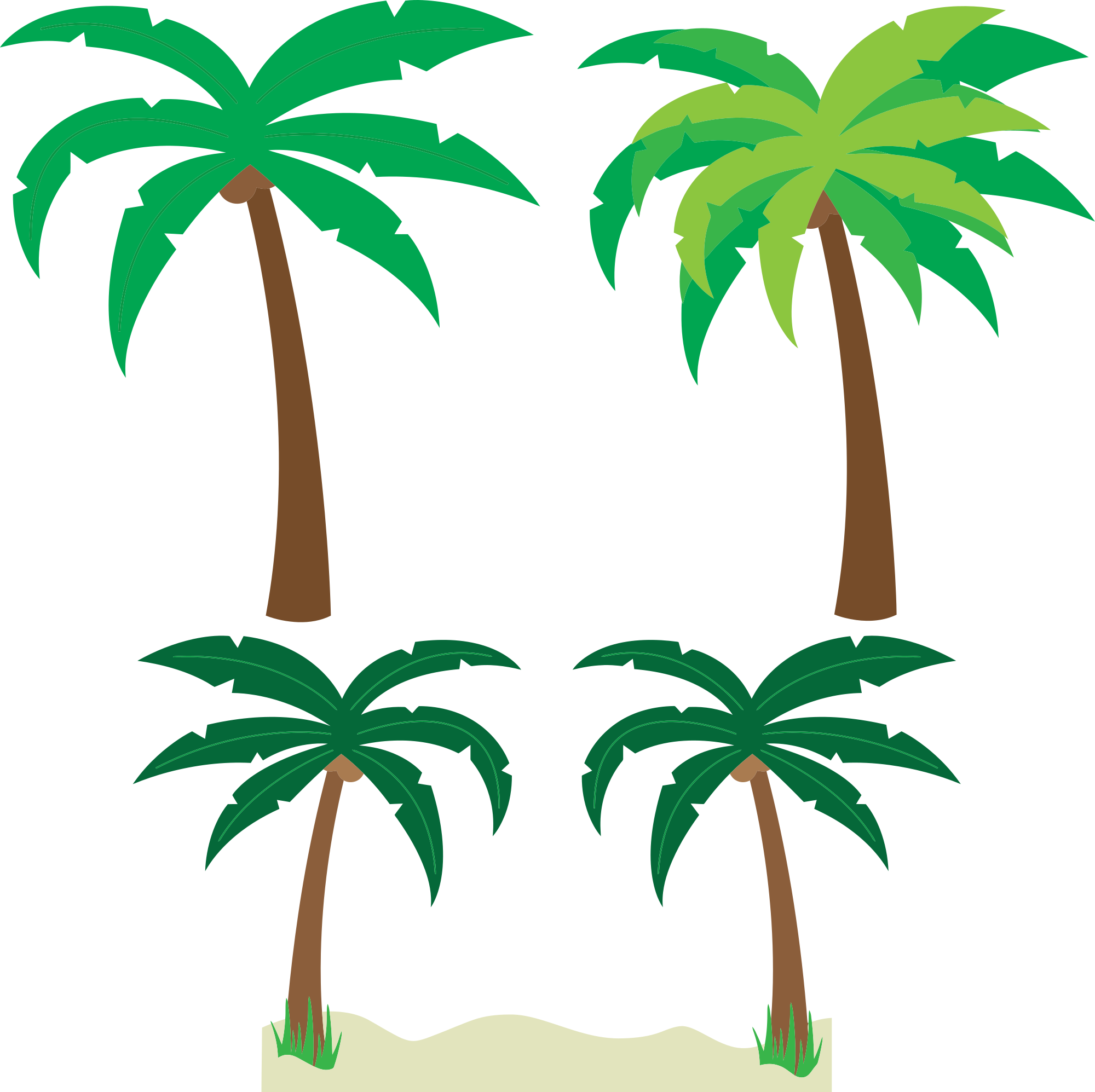 Cartoon palm tree clipart transparent