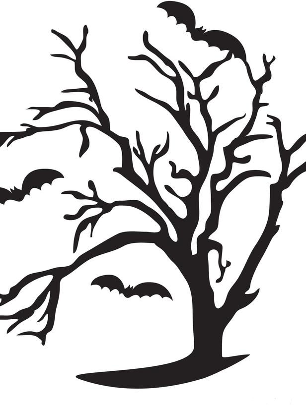 Creepy tree clipart outline