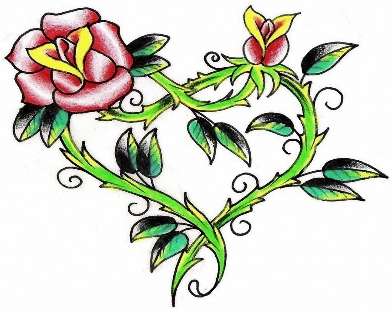 Hearts And Flower Tattoos - ClipArt Best