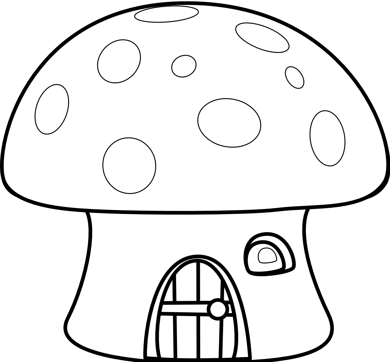 lemmling Mushroom house black white line art - ClipArt Best