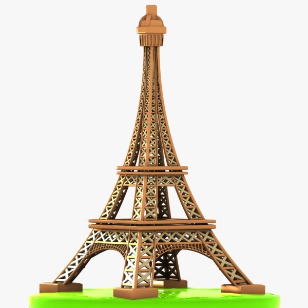 cartoon eiffel tower 3d model