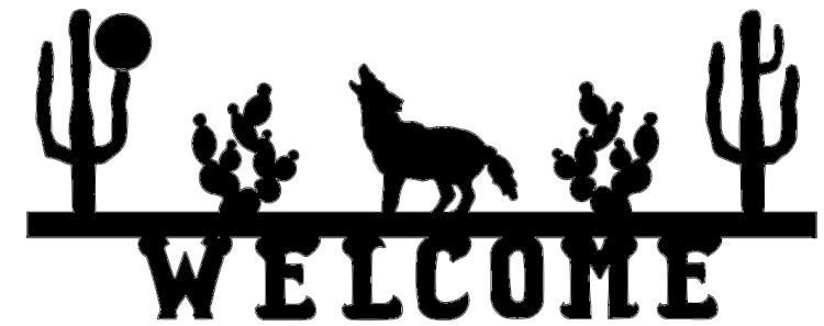 Bar Welcome Howling Coyote at Moon in Desert Silhouette Metal Wall ...