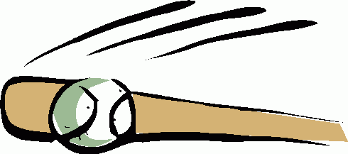 Baseball bat hitting ball clipart