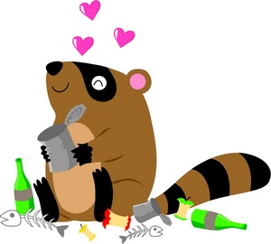 Raccoon Clipart Image - A Raccoon Sitting In Trash Holding A Tin ...
