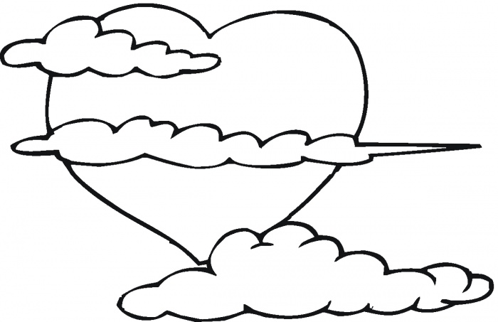 Big heart in the clouds coloring page | Super Coloring