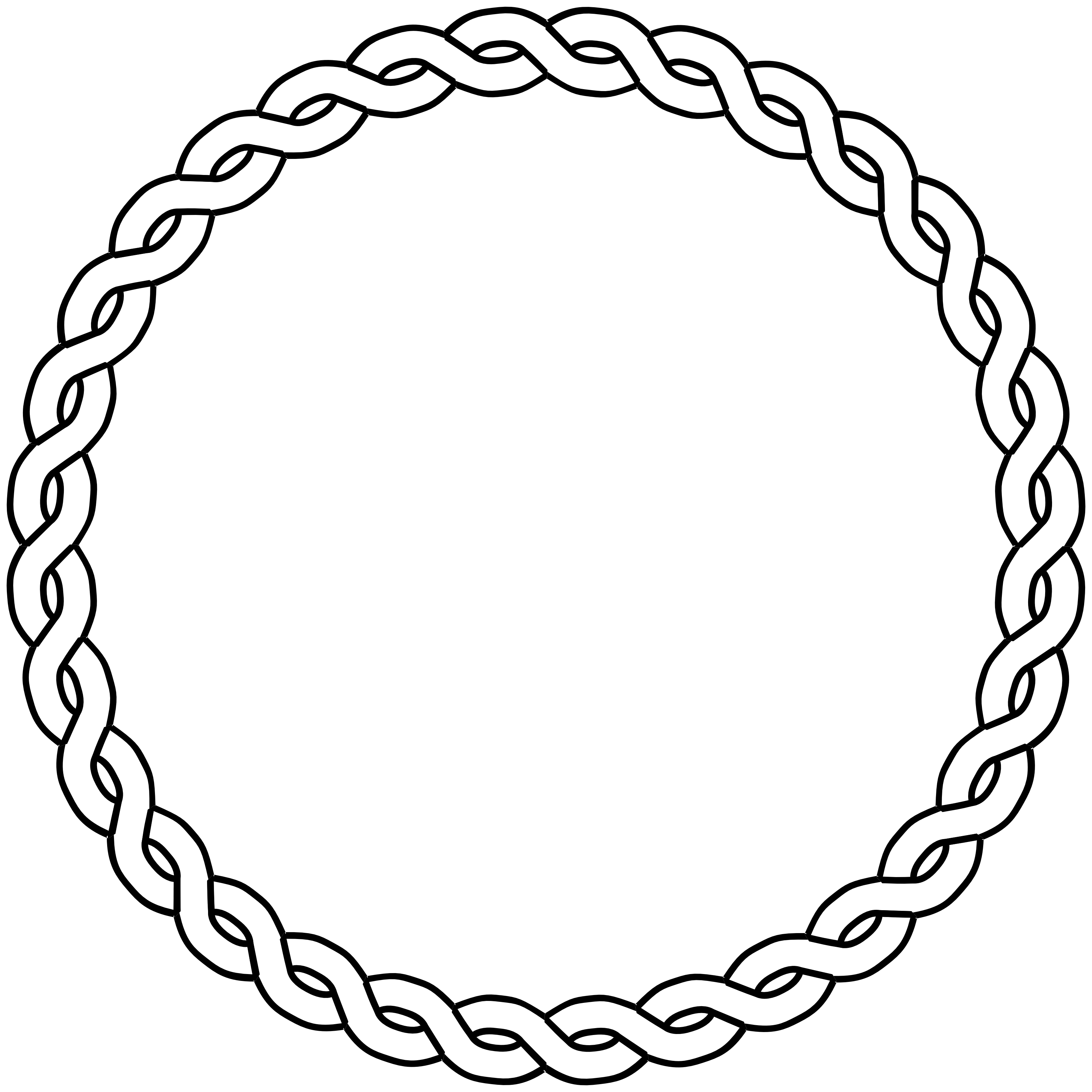 rope border circle black white line art coloring ... - ClipArt ...