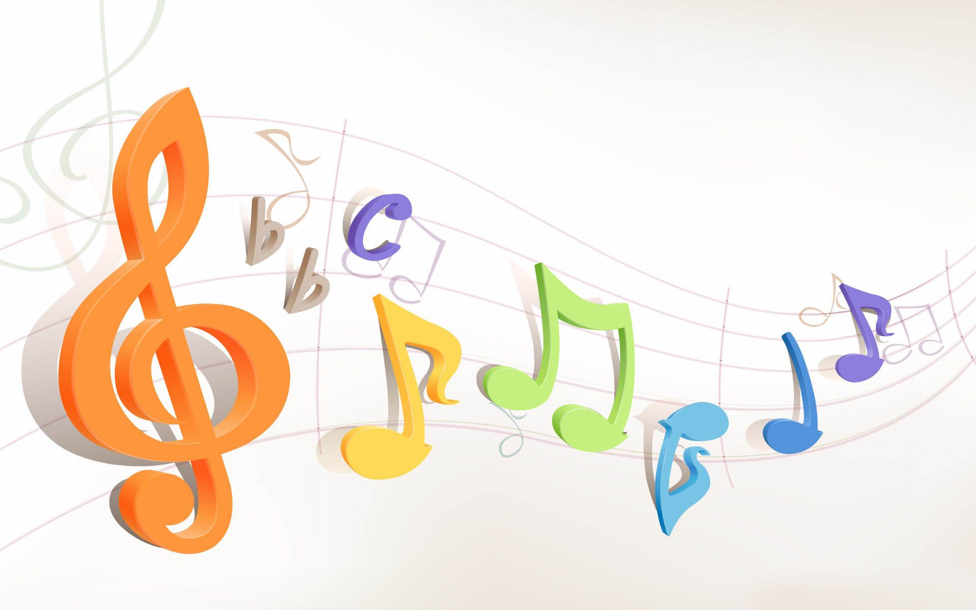 Coloured Single Music Notes - wallpaper.