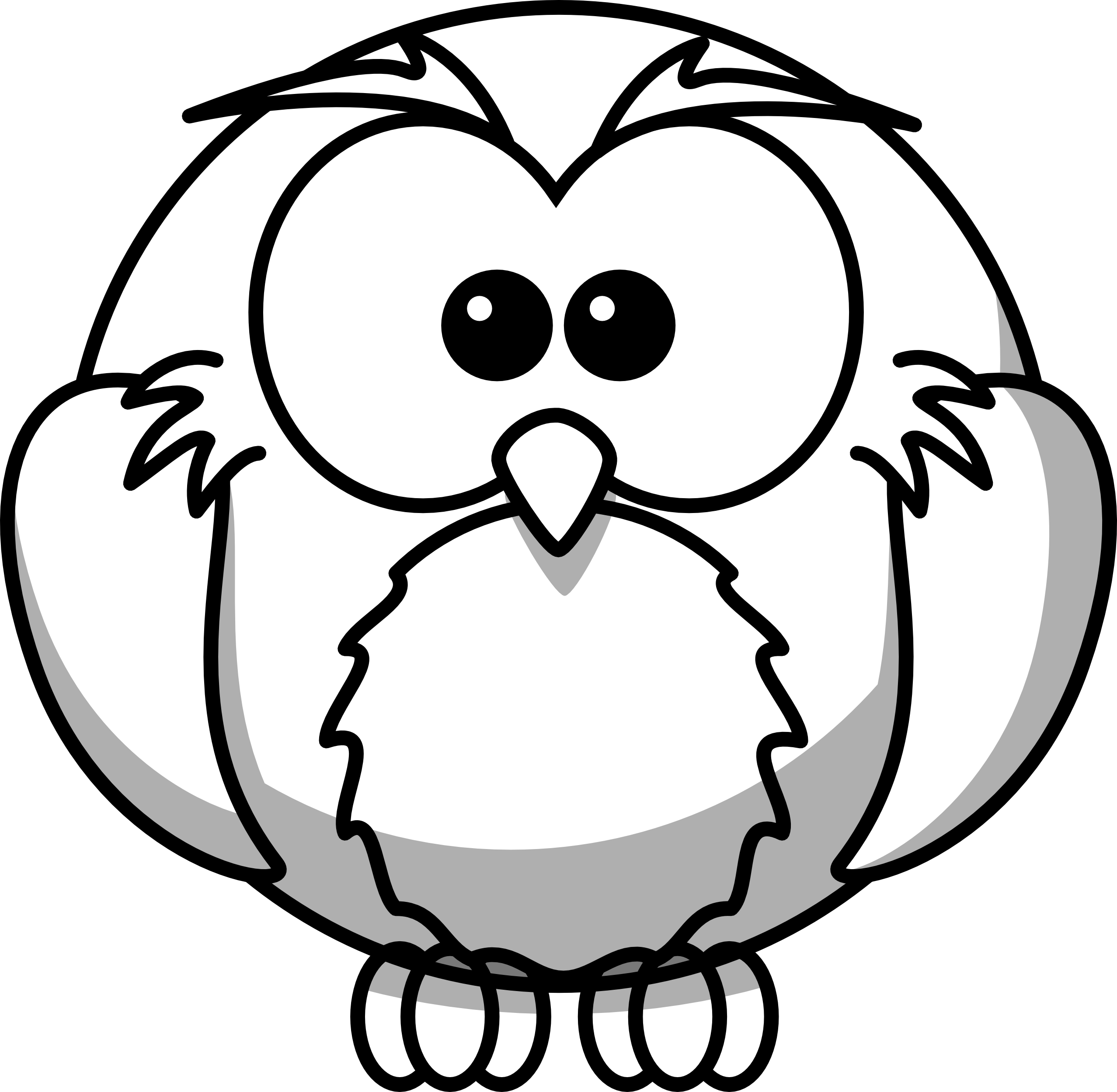 Owl Line Art Cartoon Owl Black White Line Art Scalable Vector ...