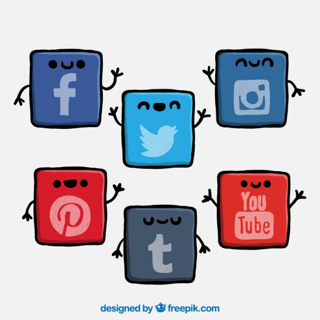 Cute social network icons Vector | Free Download