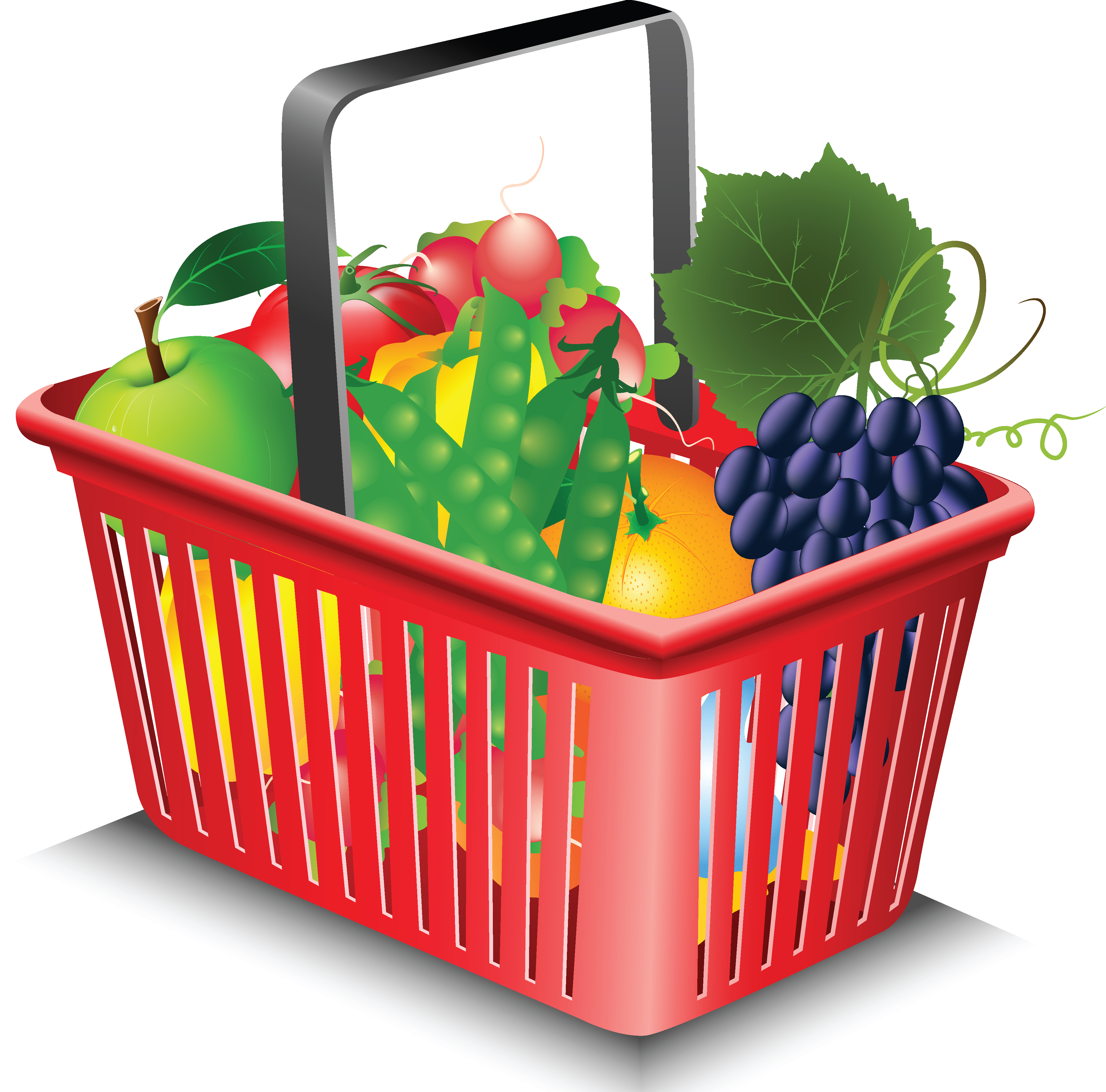 Fruits and vegetables and shopping basket 02 vector Free Vector