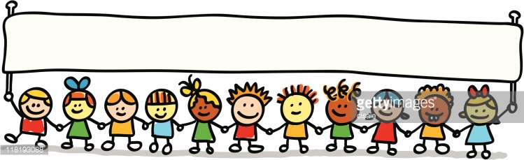 Happy Little Kids Friends Holding Empty Blank Banner Cartoon ...