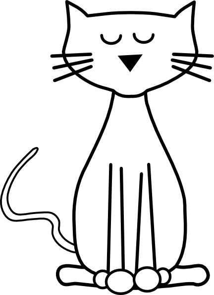 Free black and white cat head outline clipart