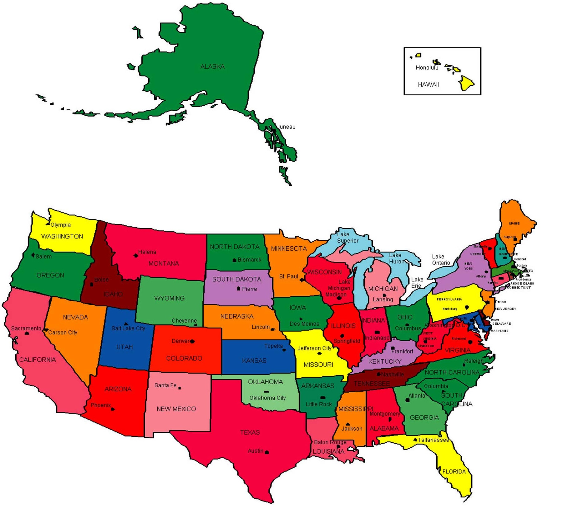 United States Map With Capitals And State Names - ClipArt Best