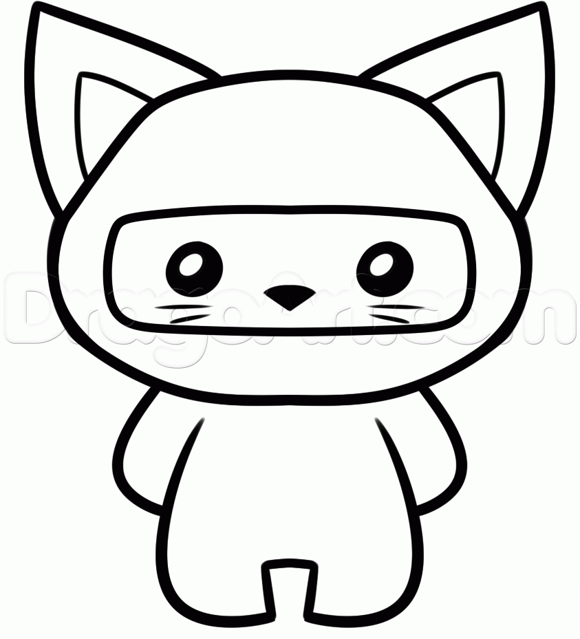 How to Draw a Ninja Cat, Step by Step, Cartoon Animals, Animals ...
