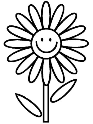 Cartoon of Smiling Daisy Flower Coloring Page - Free & Printable ...