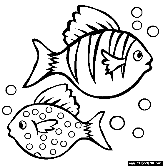 Two Fish Coloring Page | Free Two Fish Online Coloring