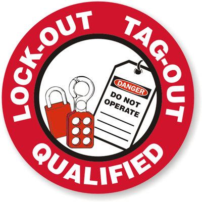 Lock Out Tag Out Trained - Hard Hat Labels