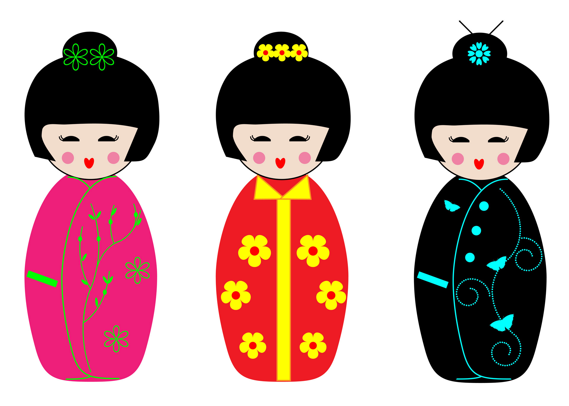Kokeshi Dolls Clipart Free Stock Photo - Public Domain Pictures