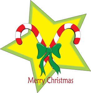 Christmas Clipart Image - Candy Canes and a Christmas Star