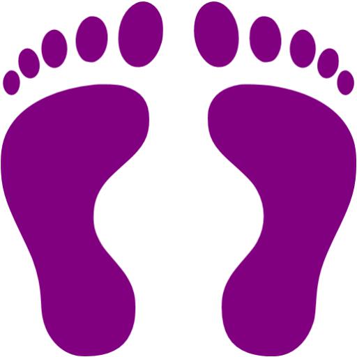 Purple human footprints icon - Free purple footprint icons