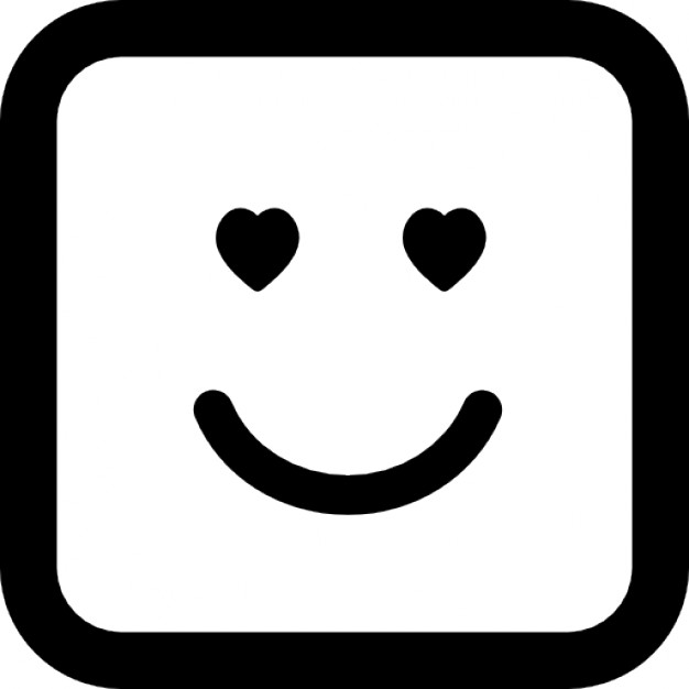 Emoticon in love face with heart shaped eyes in square outline ...