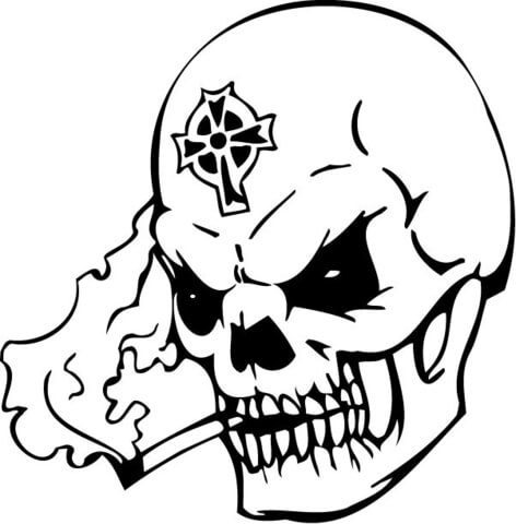 Undead Skull with a Celtic Cross coloring page | Free Printable ...