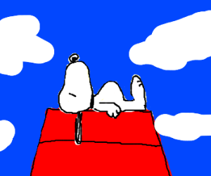 Snoopy on his doghouse