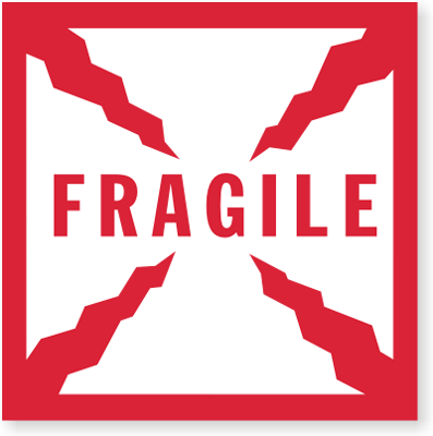 Get shipping labels indicating fragile or the need for caution or ...