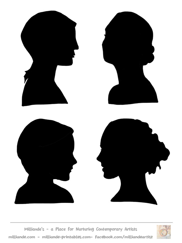 Female Faces Silhouette Stencil,Face Silhouette Collection of ...