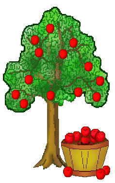 Apple Trees Clip Art - Large Apple Tree and Basket of Apples