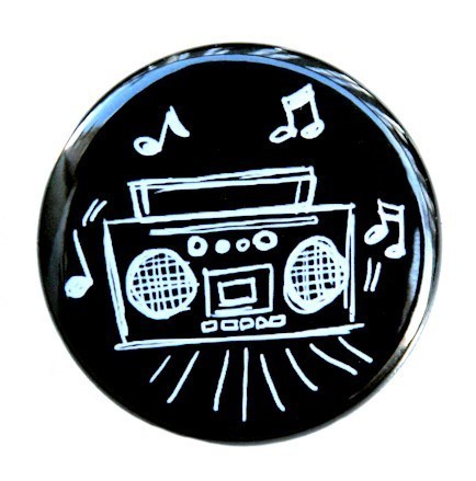 Boom Box Drawing Button Pinback Badge 1 1/2 inch by theangryrobot