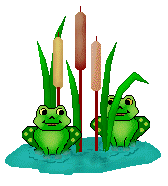 Frogs Clipart - Groups of Frogs, Cattails and Water