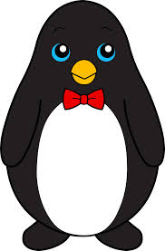 Cute Black Penguin With Red Bow Tie - Free Clip Art