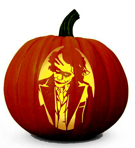 The Dark Knight' Joker Pumpkin Carving Stencil for Halloween