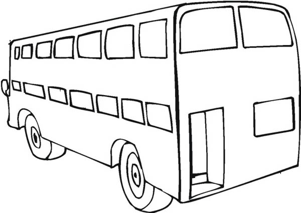 A Big Double Decker School Bus from Behind Coloring Page | Kids ...