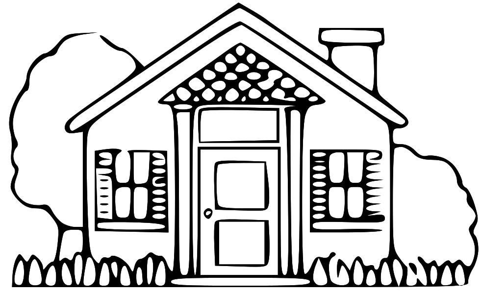 Free Simple Black and White House Clip Art Image - 999, School ...
