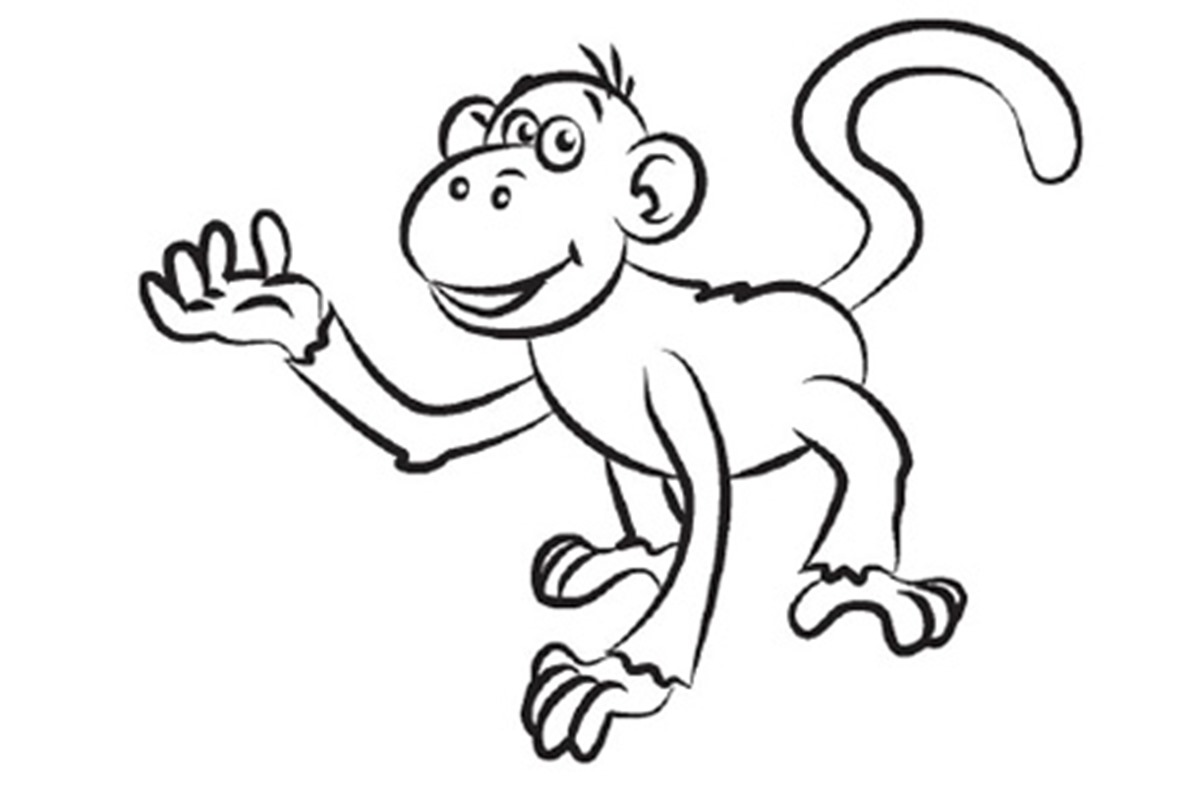 Monkey Line Drawing | Best Images Collections HD For Gadget