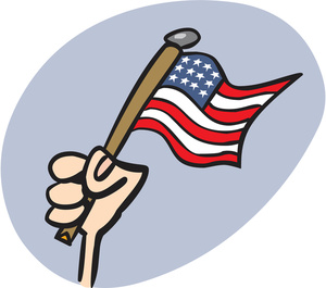 Us Flag Clipart Image - Cartoon Clip Art Illustration of a Hand ...