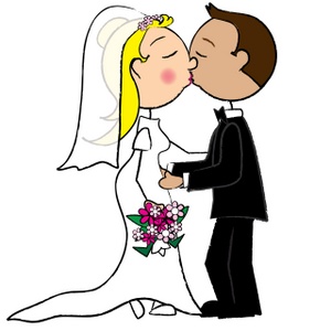 Marriage Clipart Image - Stick People Caucasian Bride and Groom ...