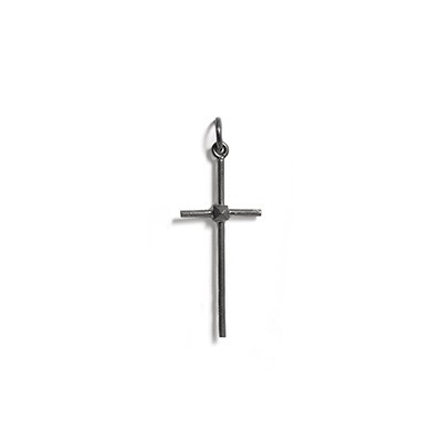Simple cross pendant in black rhodium silver - Rhodinated Silver ...