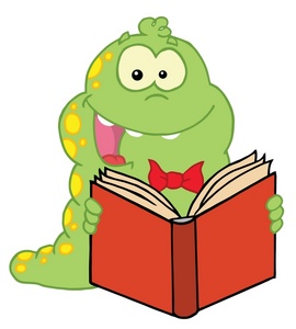 Book Clipart Image - A Happy Book Worm With an Open Book.